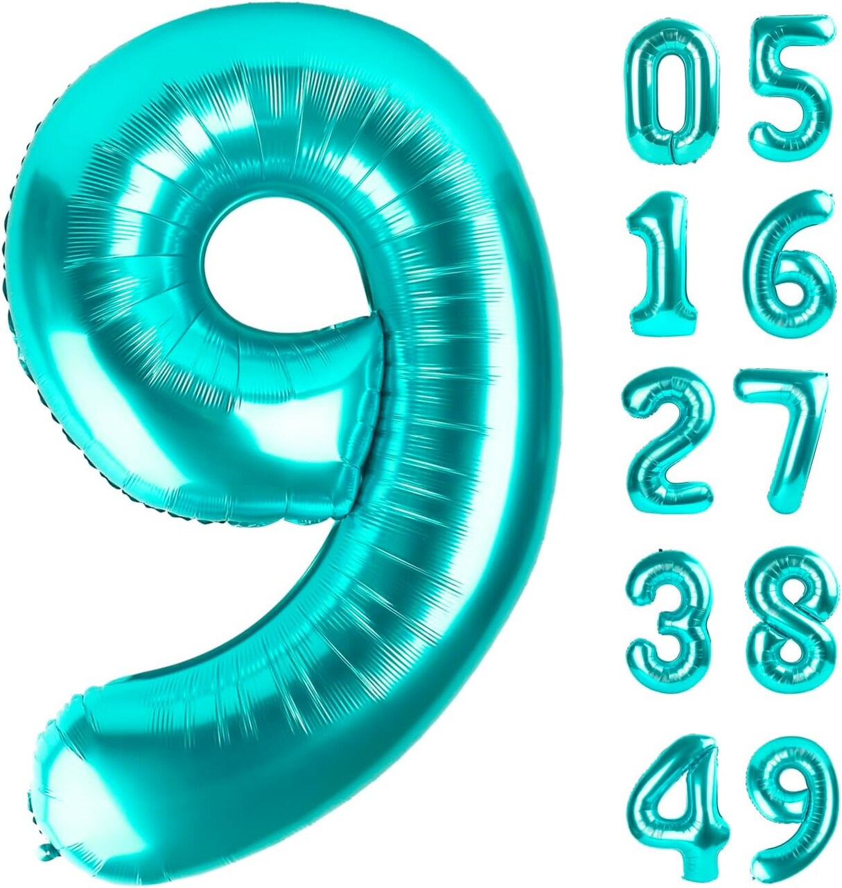 40 Inch Teal Blue Number 9 Balloon – Jumbo Mylar Foil Balloon for Birthday, Anniversary, or Engagement Party Decorations (Nile Blue)